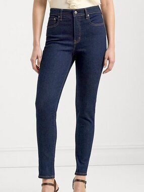 Lauren Ralph Lauren High Rise Skinny Ankle Jeans 4P Dark Rinse Petite